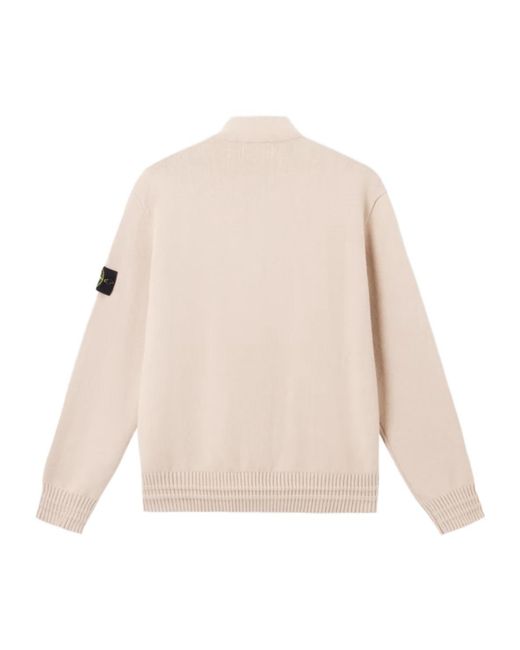 Stone Island Natural Logo Patch V-Neck Cardigan for men
