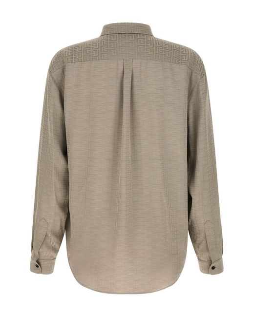 Balmain Natural Monogram Long-Sleeve Jacquard Shirt for men