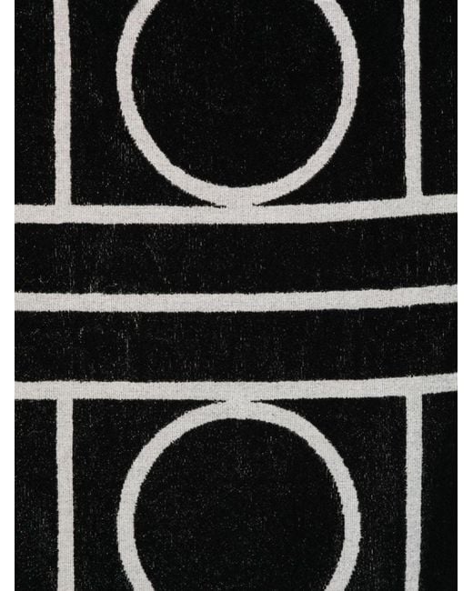 Totême Black Monogram Beach Towel