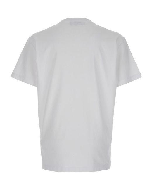 DSquared² White Logo Printed Crewneck T-Shirt for men