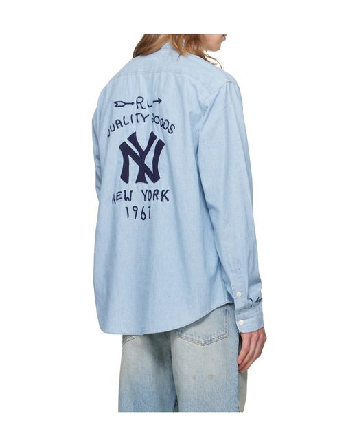 Polo Ralph Lauren Blue X Mlb Yankees Work Long-Sleeve Denim Shirt for men