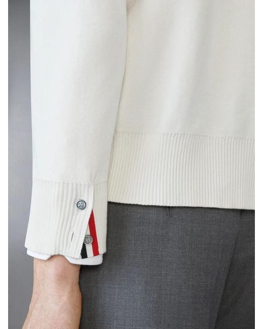 Thom Browne Gray V-Neck Knitted Cardigan for men