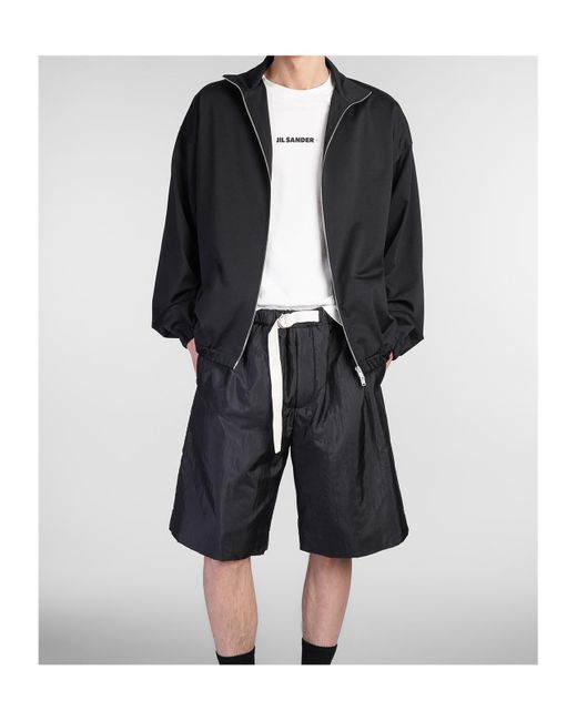 Jil Sander Black Zip-Up Long Sleeved Sweatshirt for men