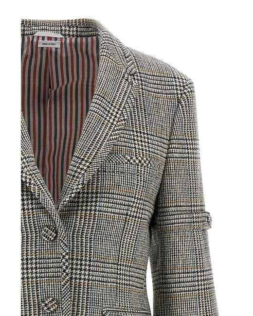 Thom Browne Gray Checked Single-Breasted Blazer
