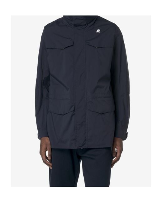 K-Way Blue Logo Detail High Neck Jacket for men