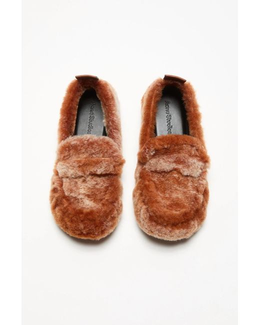 Acne Brown Shearling Loafers