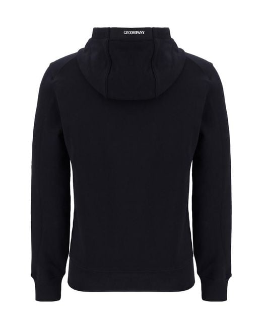 C P Company Blue Lens-Detailed Cotton Hoodie for men