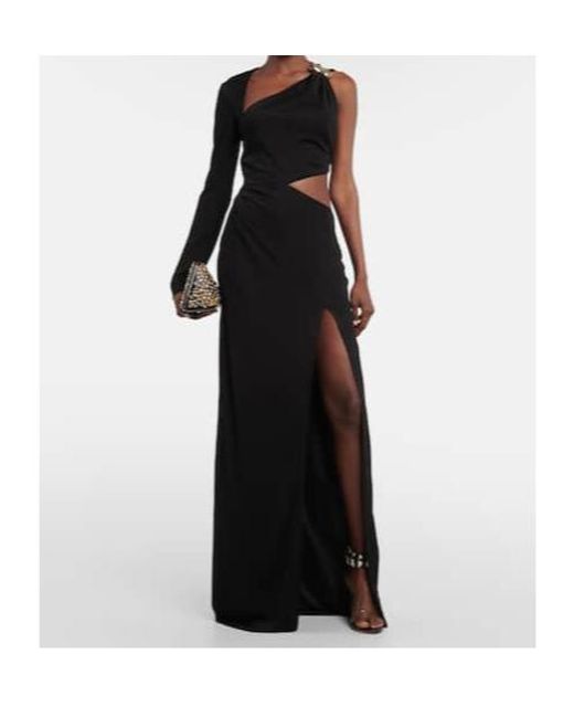 Galvan Black Cutout One-Shoulder Gown