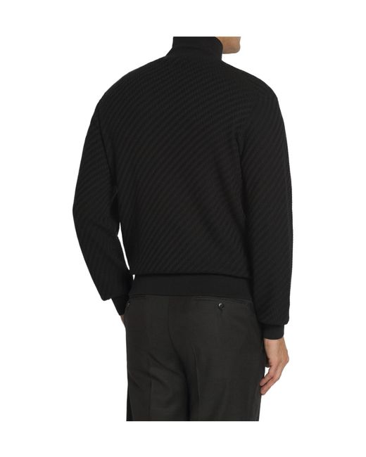 Brioni Blue Embossed-Finish Zip-Up Jumper for men
