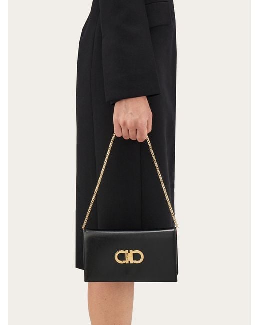 Ferragamo Black Ferragamo Double Gancini Mini Shoulder Bag