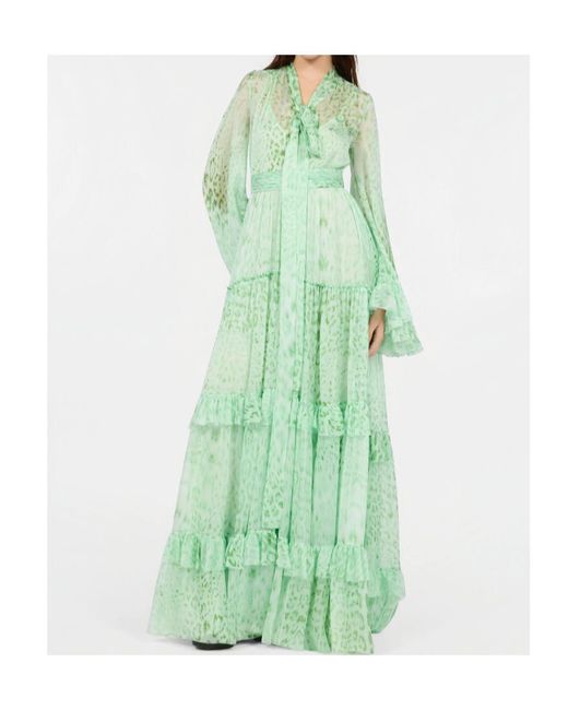 Roberto Cavalli Green Jaguar Print Dress