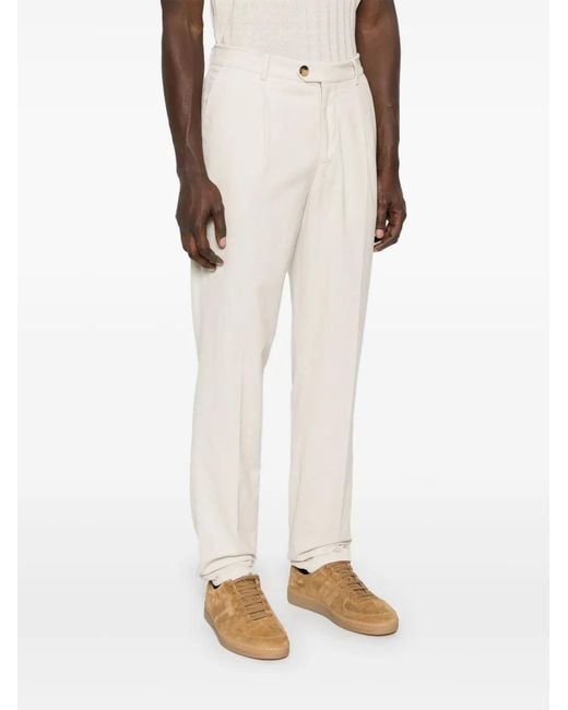 Brunello Cucinelli White Corduroy Trousers for men