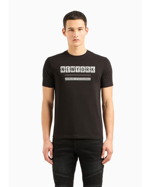 ARMANI EXCHANGE Black T-Shirt With Round Neck And Short Sleeves for men
