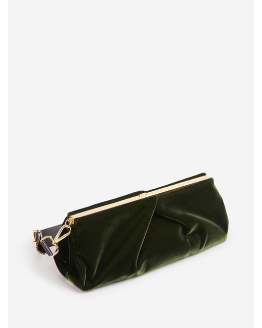Dries Van Noten Black Medium Pleated-Detail Velvet Clutch Bag