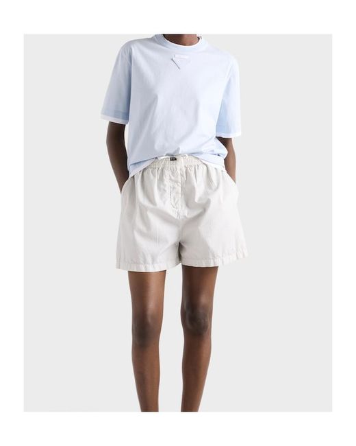 Prada White Girocollo Trimmed Knitted Top