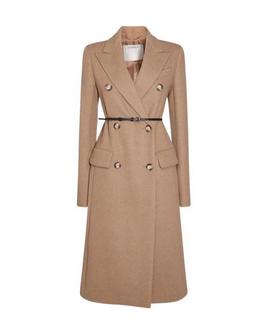 Sportmax Natural Ghia Double-Breasted Belted Trench Coat