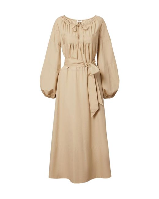Vince Natural Belted Cotton Poplin Midi Dress
