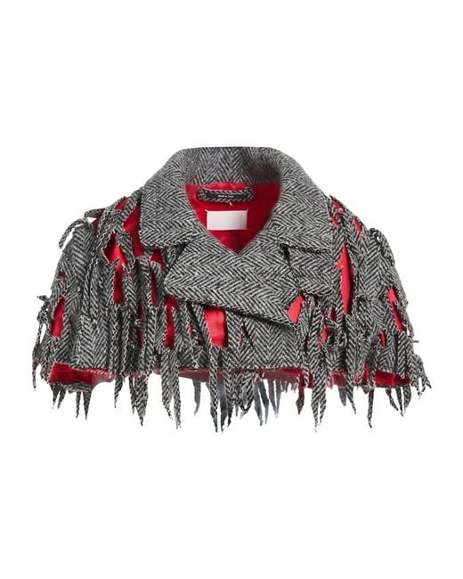 Maison Margiela Red Wool Color-Blocked Shawl