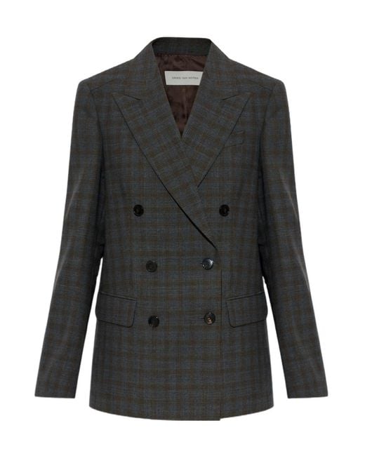 Dries Van Noten Black Double Breasted Wool Blazer