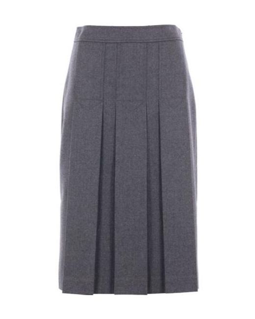 Prada Gray Pleated Midi Skirt