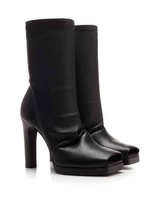 Rick Owens Black Cheri Square-Toe Slip-On Ankle Boots