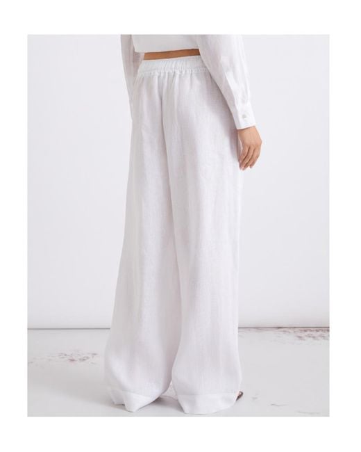 Marella White Pure Linen Trousers