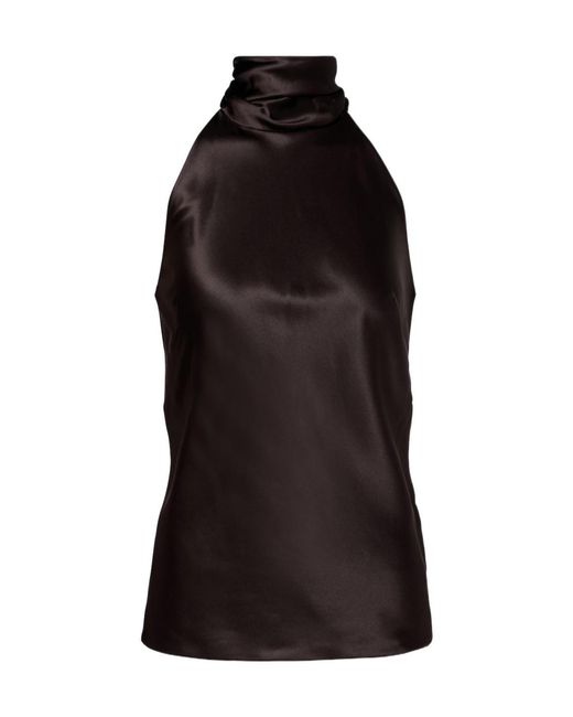 Ralph Lauren Black Chilton Halterneck Silk-Blend Top