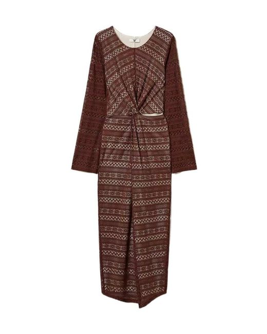 Twinset Brown Knitted Midi Dress