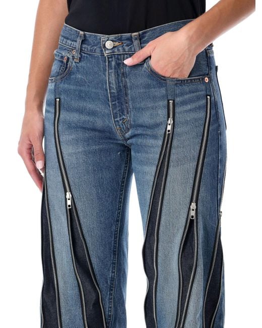 Junya Watanabe Blue Zip Detailed Jeans