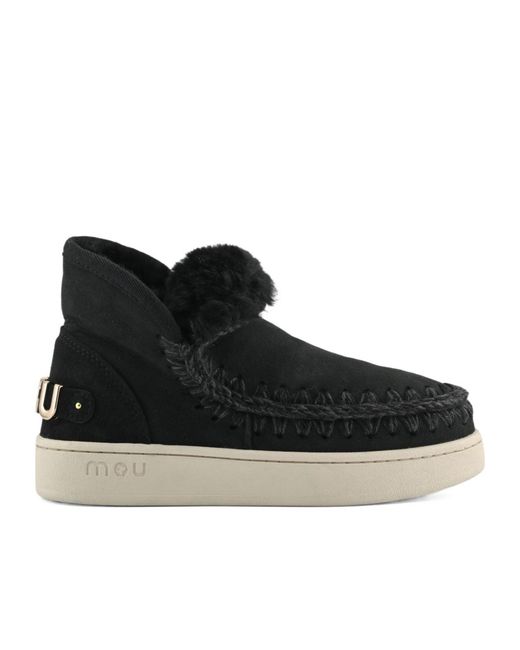 Mou Black New Eskimo Braided-Detail Ankle Boots