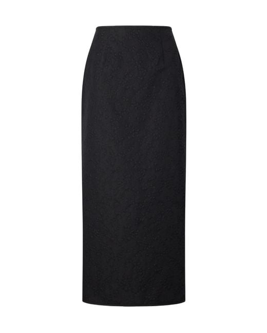 CECILIE BAHNSEN Black Cotton Midi Skirt