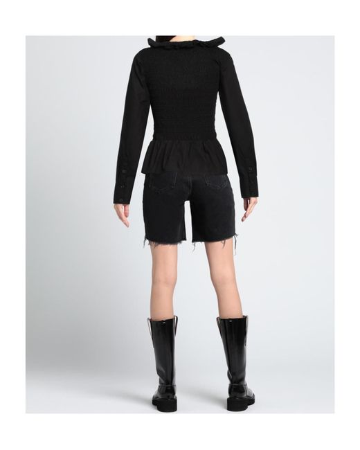 Ganni Black Pleated Top