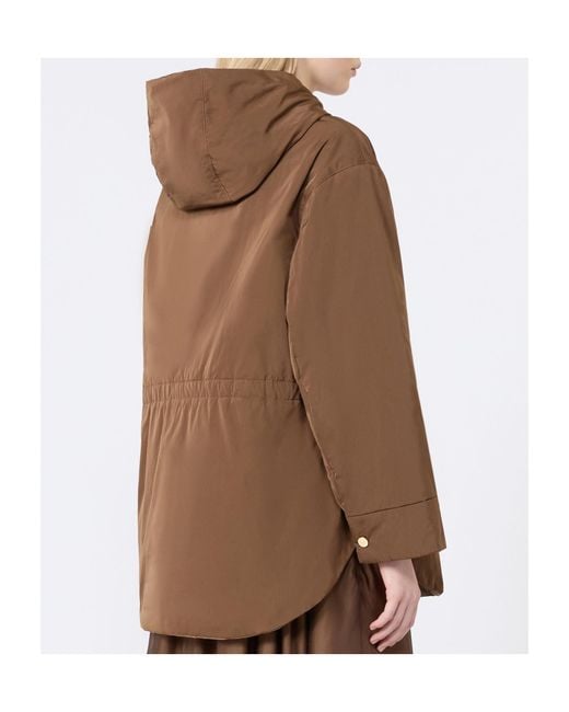 Max Mara Brown The Cube Charme Zip-Up Drawstring Coat