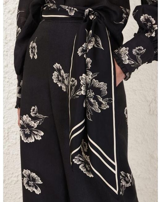 Zimmermann Black Floral Wide-Leg Pants