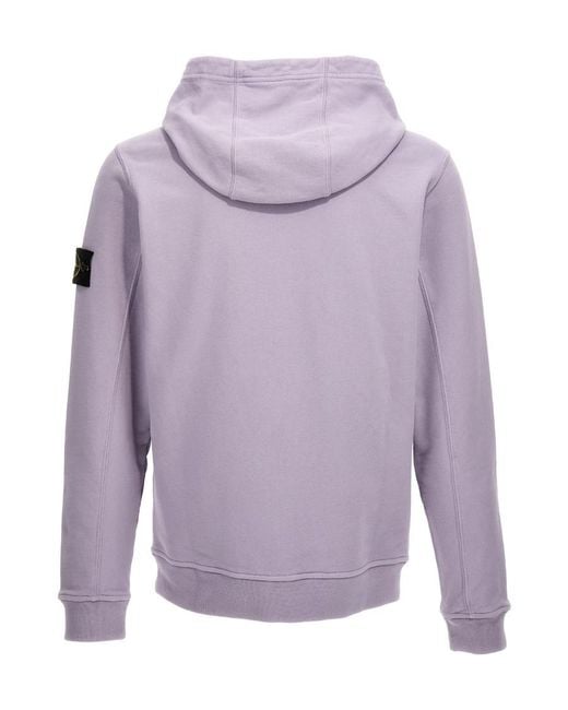 Stone Island Purple Long-Sleeved Hooded Sweater for men