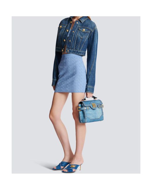 Balmain Blue Knit Short Skirt