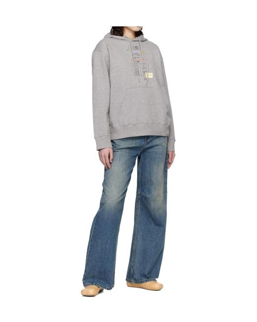 MM6 by Maison Margiela Gray Unbrushed Long-Sleeve Hooded Sweatshirt