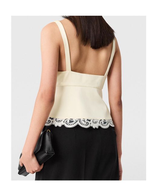 Stella McCartney Natural Lace-Trimmed V-Neck Top