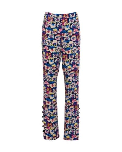 Rabanne Blue Floral High-Rise Flared Pants