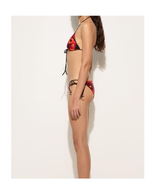 Emilio Pucci Red Pucci Occhi-Printed Triangle Drawstring Bikini Top