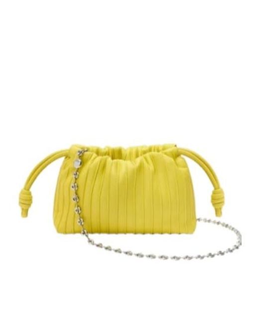 Loewe Yellow Mini Flamenco Pleats Purse