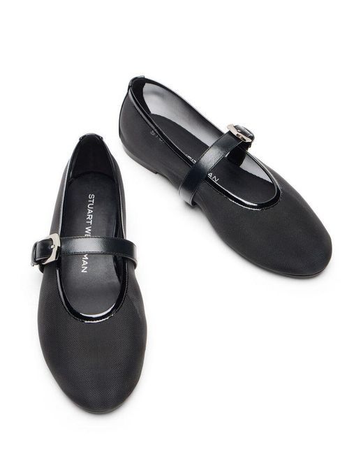 Stuart Weitzman Black Round-Toe Flat Shoes