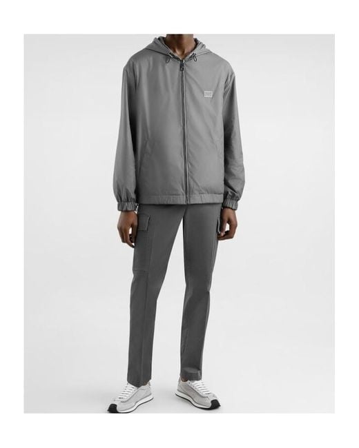 Dolce & Gabbana Gray Technical Hooded Jacket for men