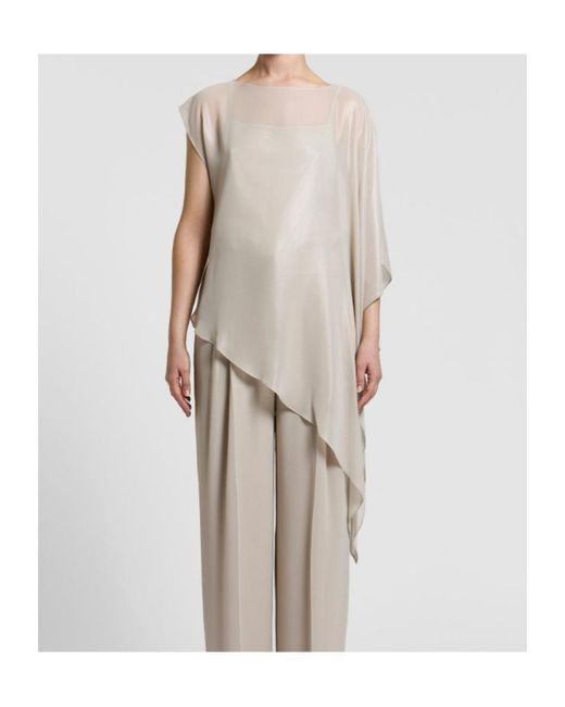 Peserico Natural Asymmetric Crewneck Blouse