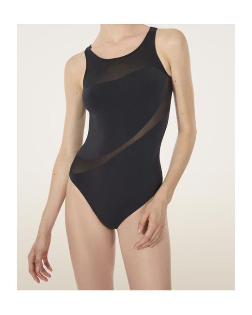 Wolford Black Shade Sheer Panel String Body
