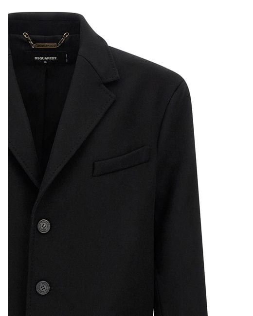 DSquared² Black Wool Coat for men