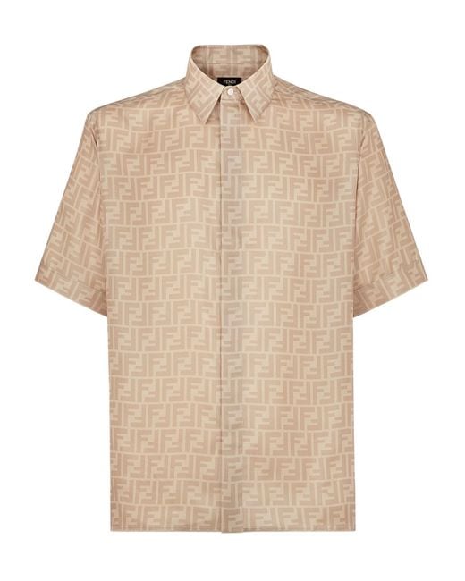 Fendi Natural Logo Detailed Short Sleeved Shirt for men