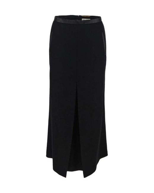 Saint Laurent Black Slit Detailed Skirt