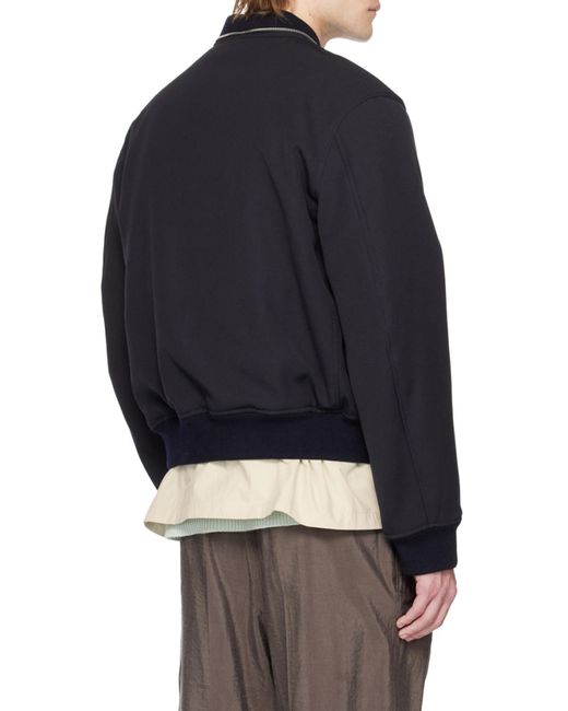 Jil Sander Blue Zip-Up Long-Sleeved Bomber Jacket for men