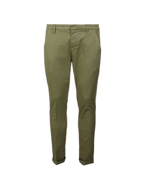 Dondup Green Logo-Plaque Trousers for men